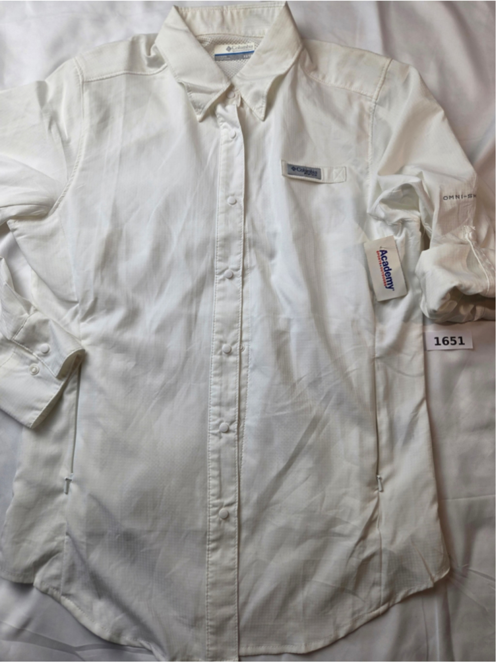Women's Columbia PFG Button Down Shirt White XS New NWT #1651